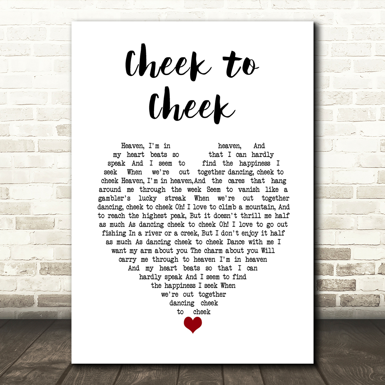 fred astaire cheek to cheek white heart song lyric art print 8549