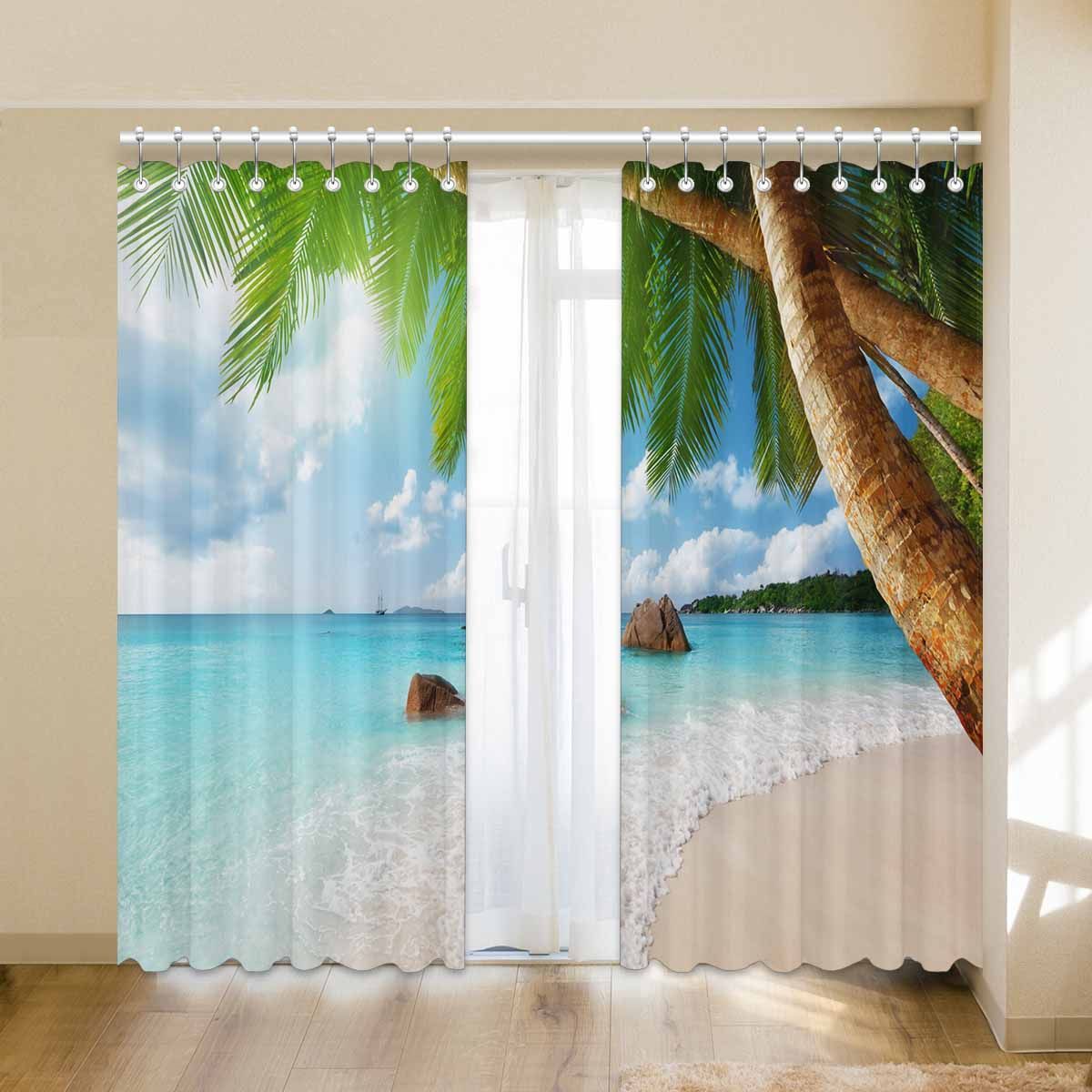 fresh air anse lazio beach printed window curtain 2068