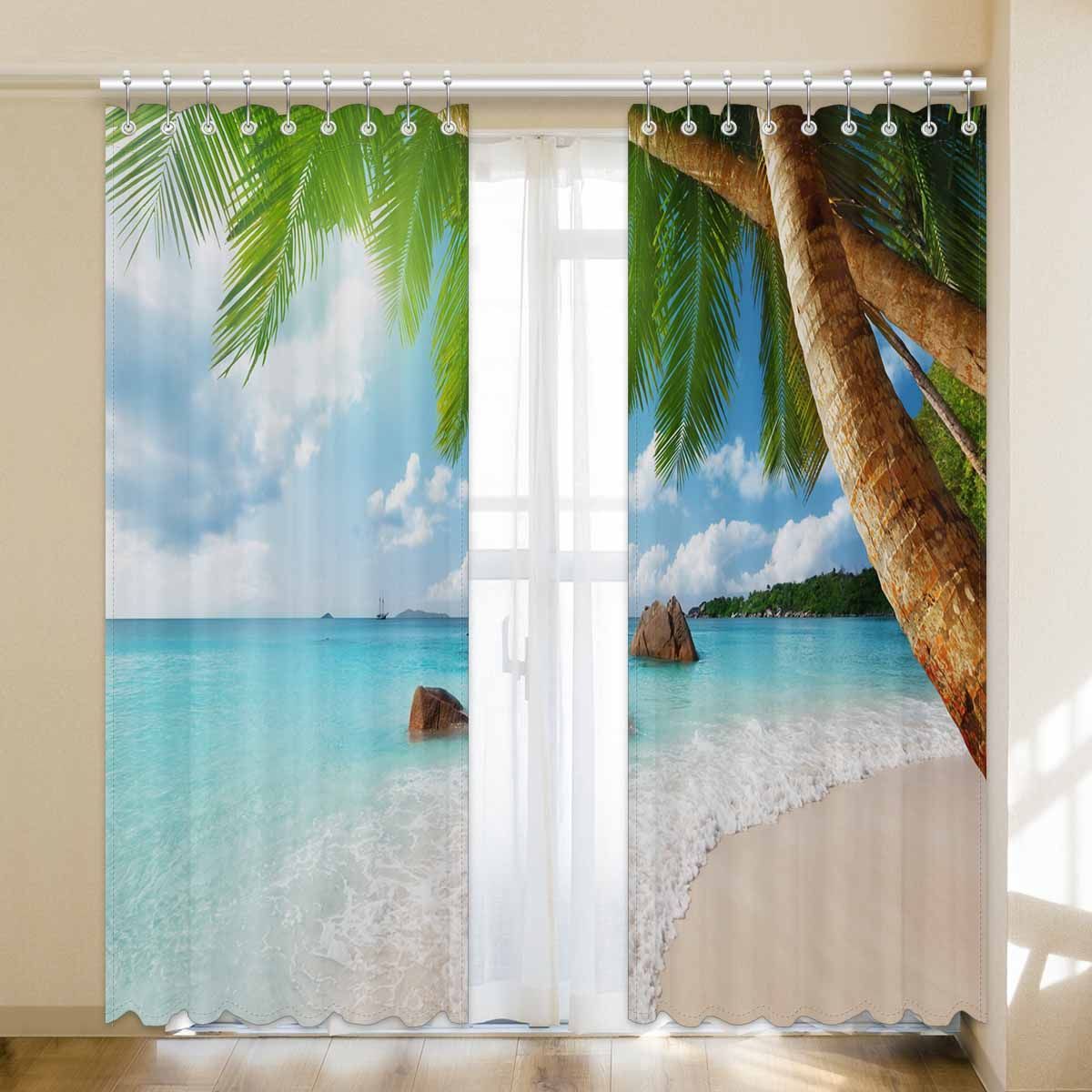 fresh air anse lazio beach printed window curtain 4374
