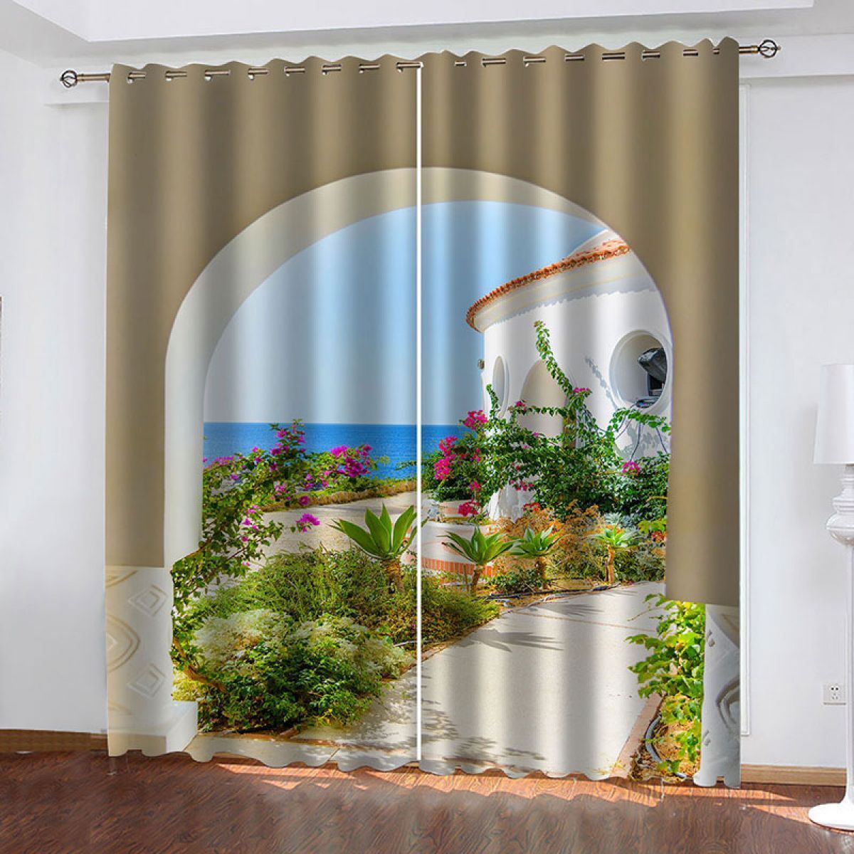 garden by the sea printed window curtain home decor 3460