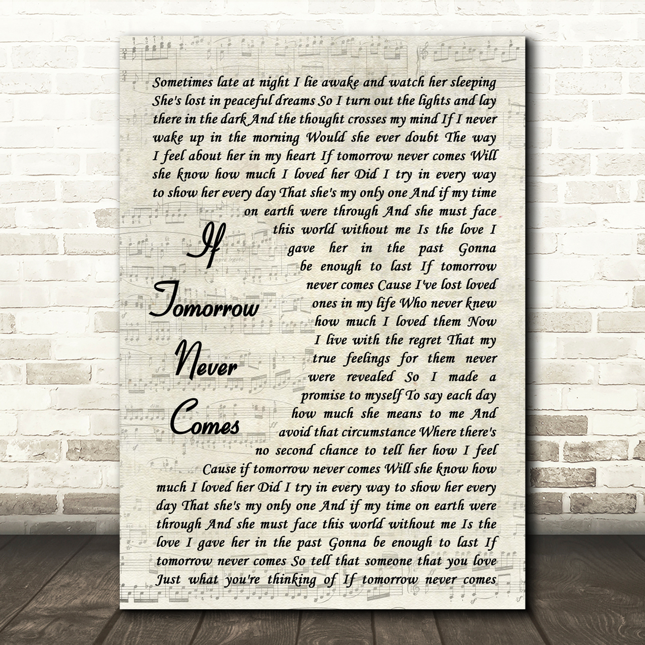 garth brooks if tomorrow never comes vintage script song lyric quote print 1096