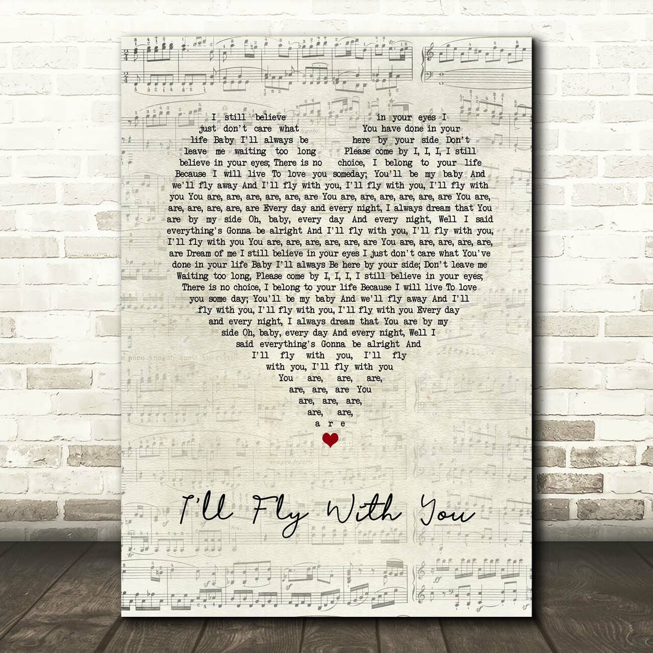 gigi dagostino ill fly with you script heart song lyric print 8611