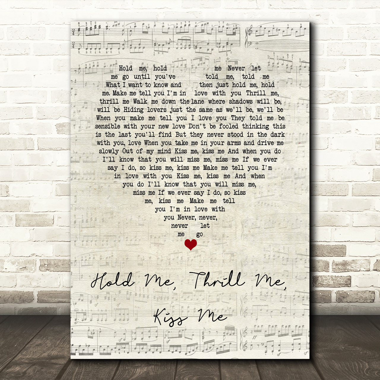 gloria estefan hold me thrill me kiss me script heart song lyric wall art print 6095
