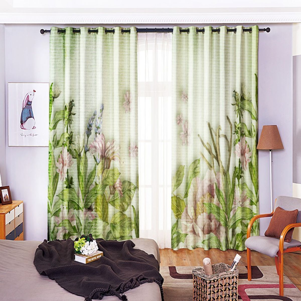 Green Flowers Grow With Love Printed Window Curtain Home Decor green flowers grow with love printed window curtain home decor 6877
