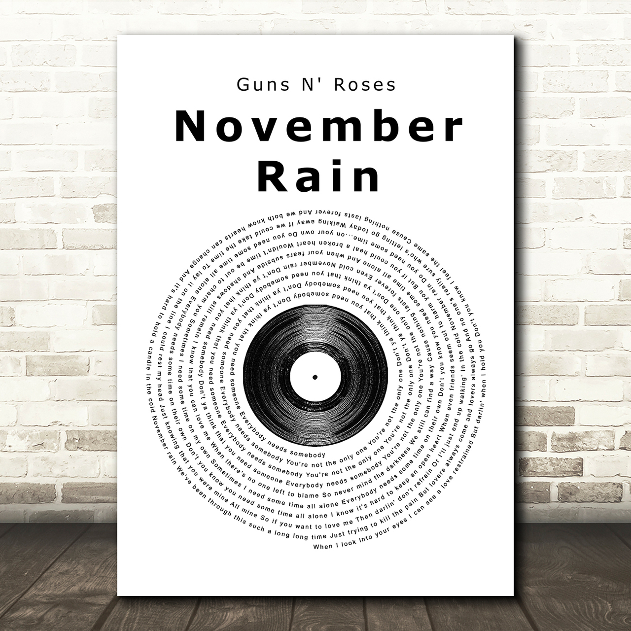 guns n roses november rain vinyl record song lyric music print 4035