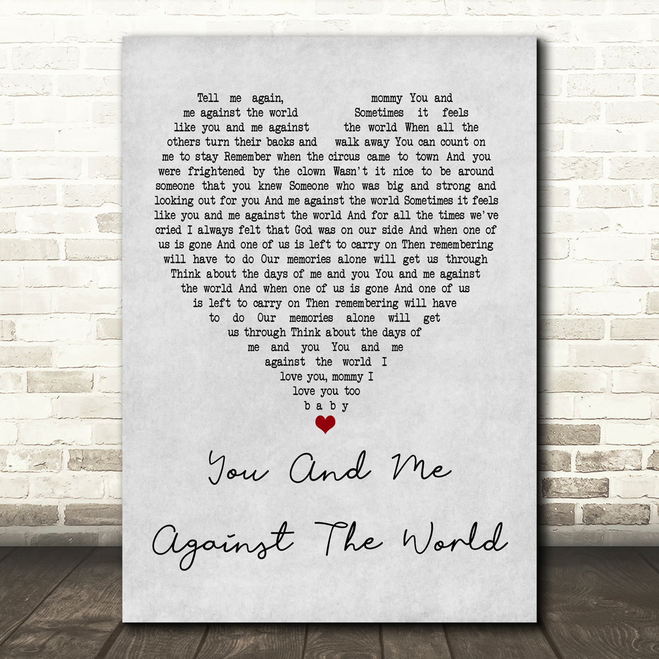 helen reddy you and me against the world grey heart song lyric print 7821