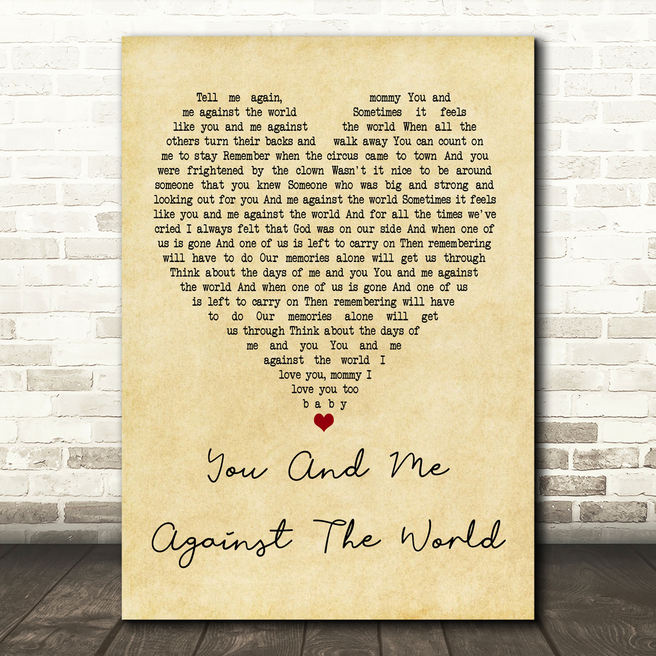 helen reddy you and me against the world vintage heart song lyric print 4728