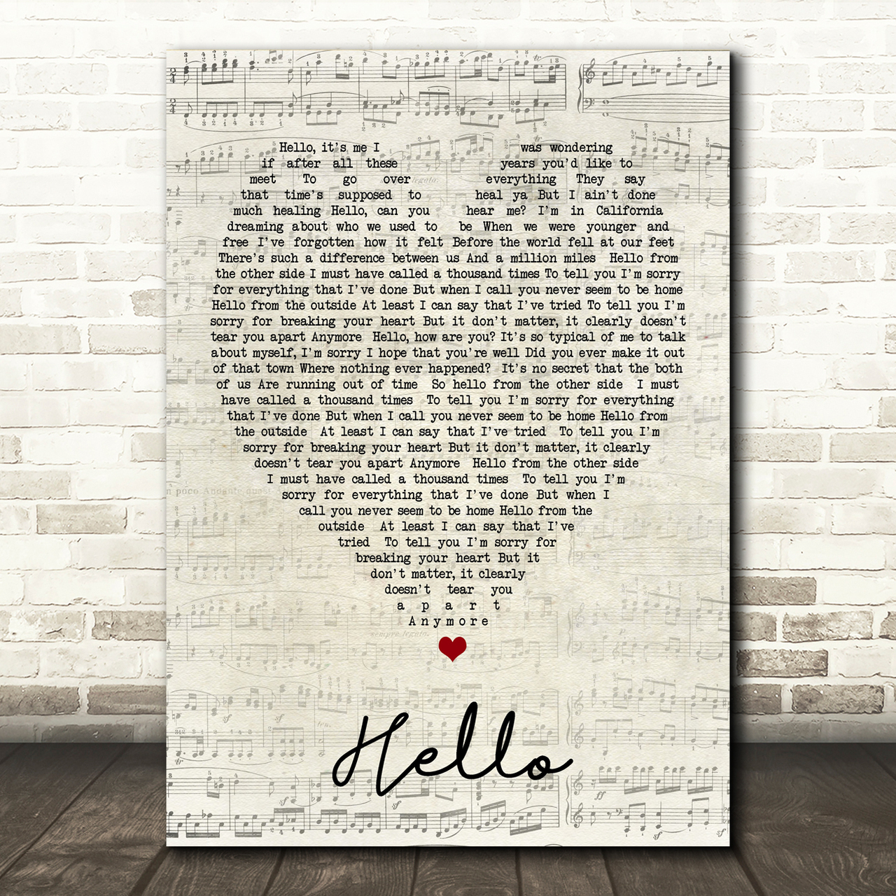Hello Adele Script Heart Song Lyric Print hello adele script heart song lyric print 8467