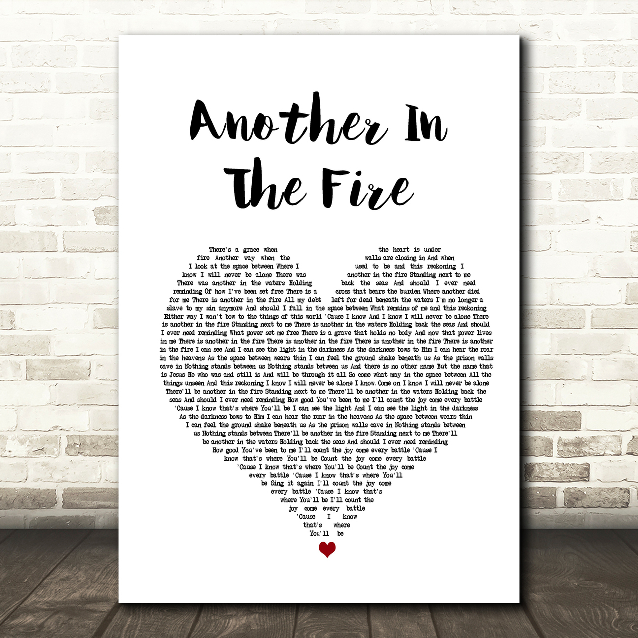 hillsong united another in the fire white heart song lyric art print 3493