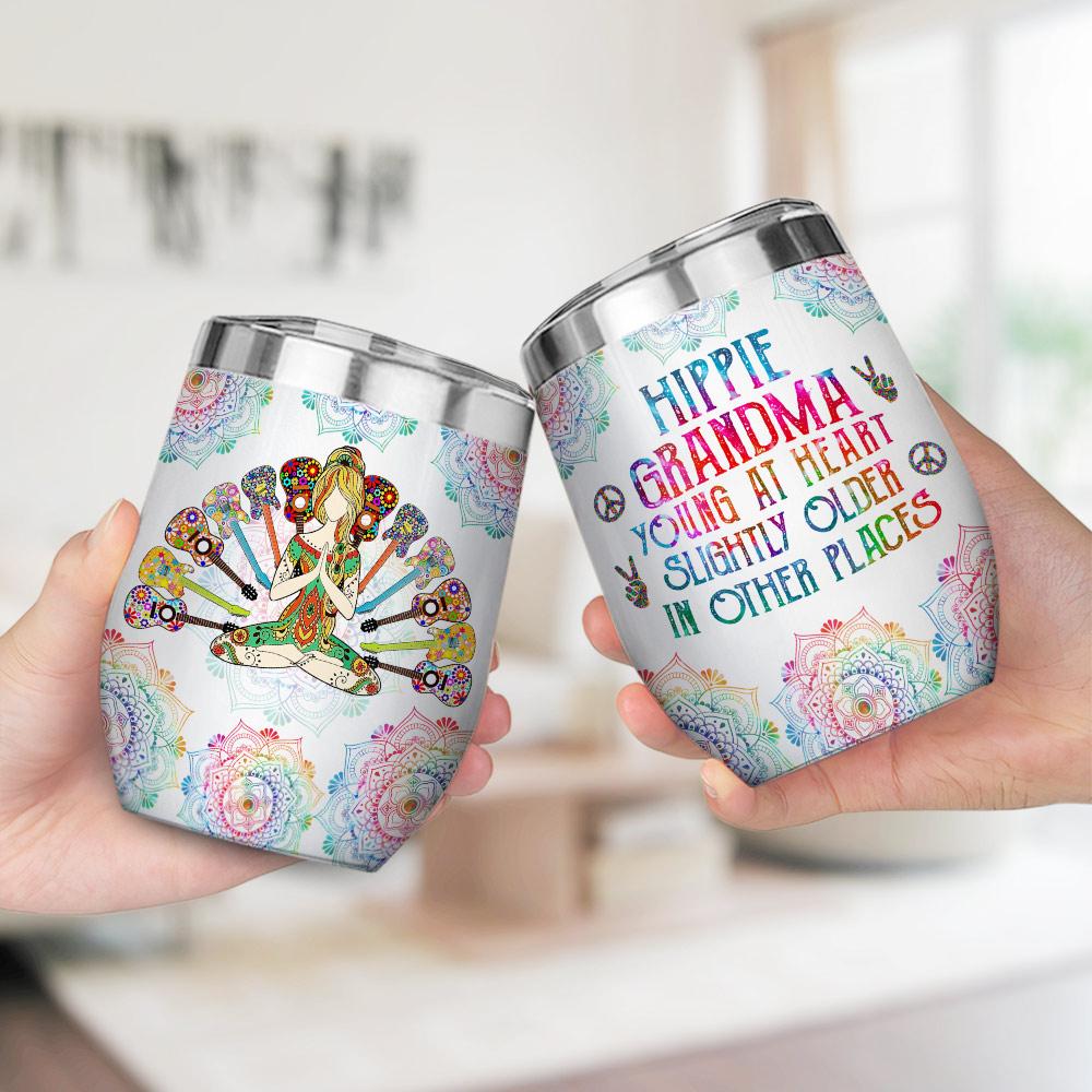hippie grandmas colorful mandala wine tumbler 1204