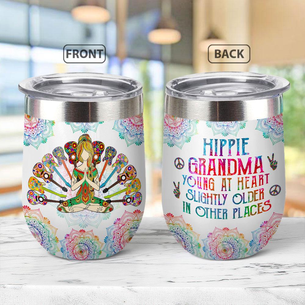 hippie grandmas colorful mandala wine tumbler 5294