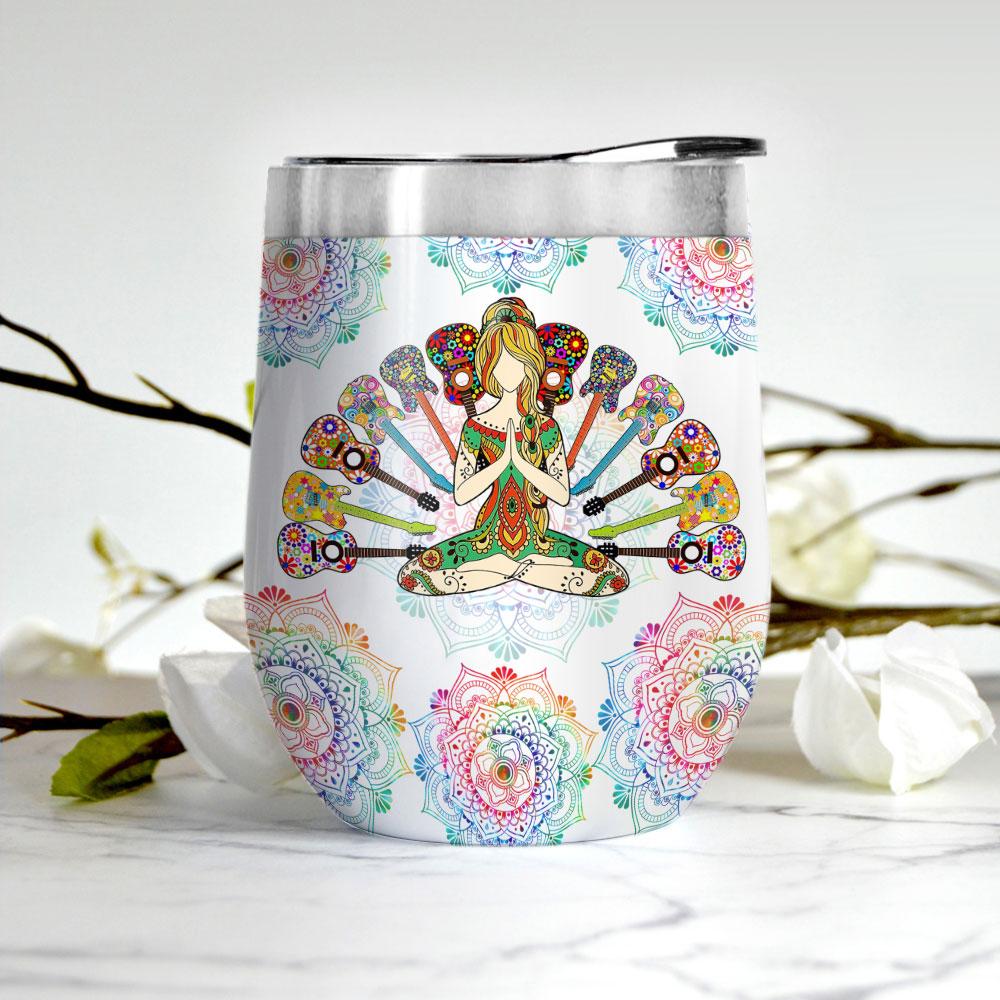 hippie grandmas colorful mandala wine tumbler 8699