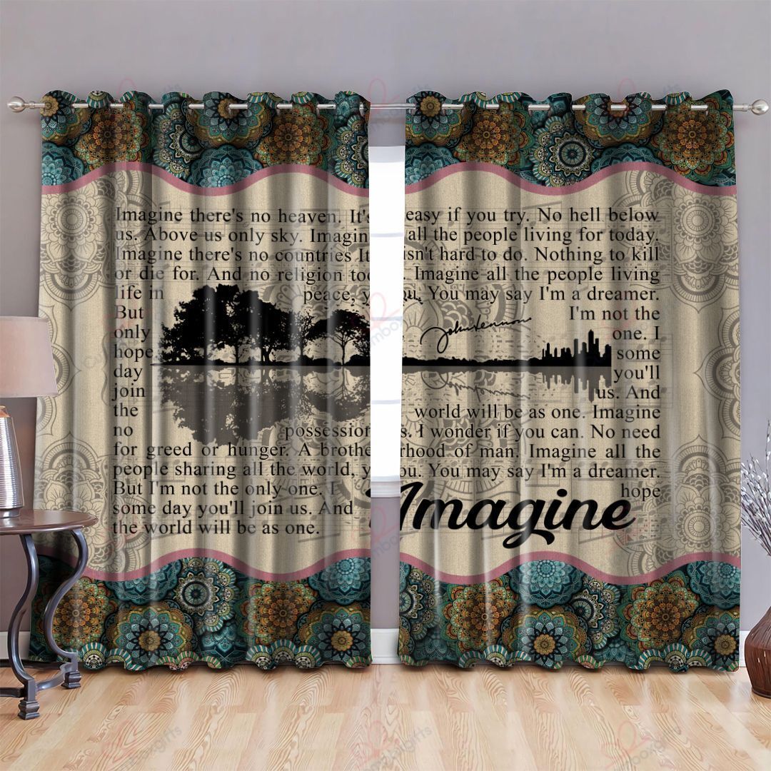 imagine quote lake view printed window curtain home decor 7412