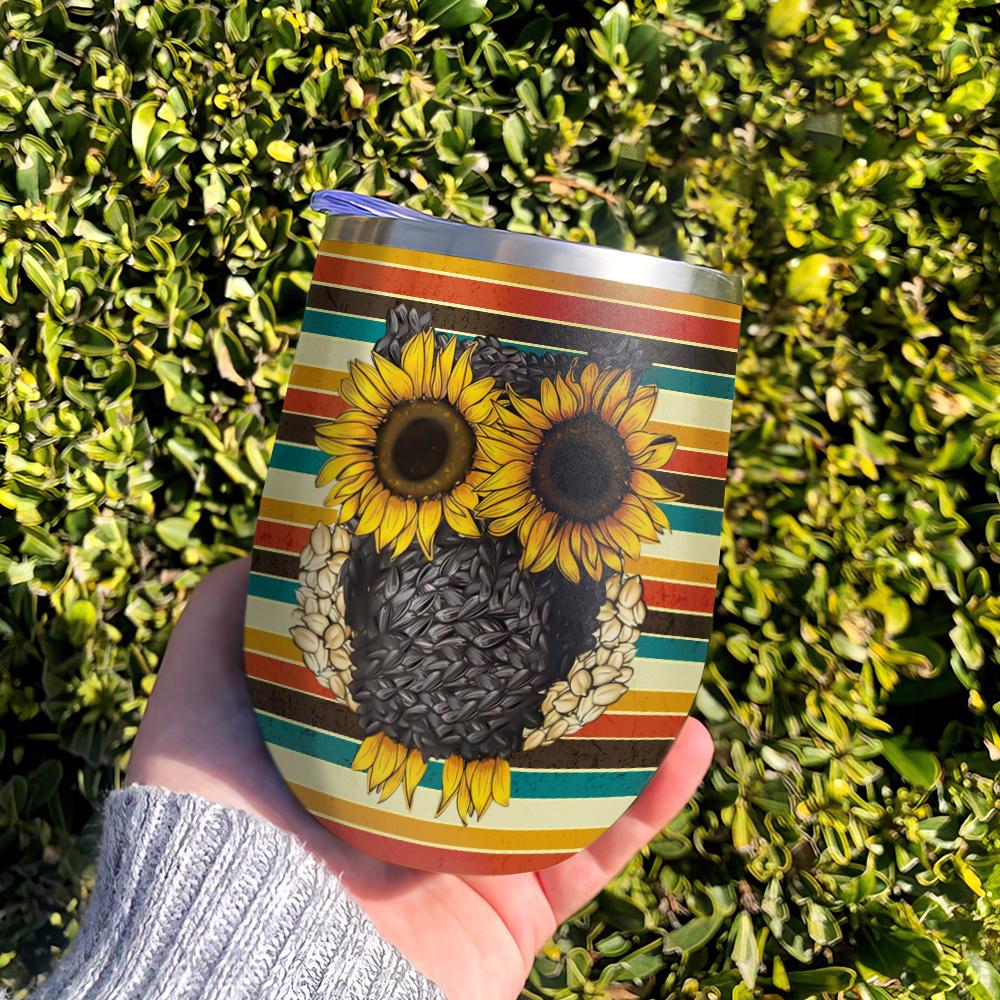 in a world when you can be anything be kind owl sunflower hippie vintage background sunflower seed wine tumbler 1772
