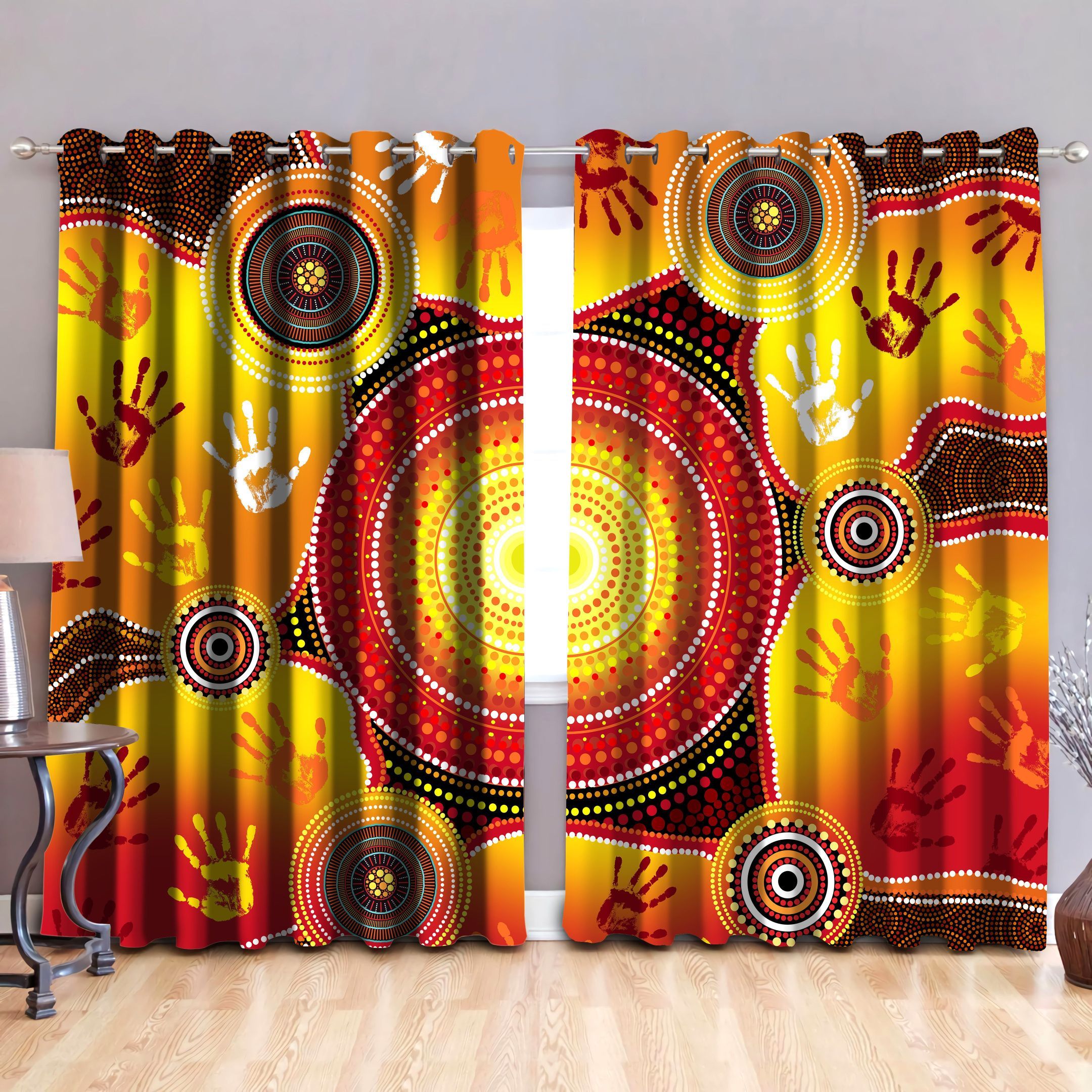 Indigenous Circle Dot Painting Blackout Thermal Grommet Window Curtains indigenous circle dot painting blackout thermal grommet window curtains 6391
