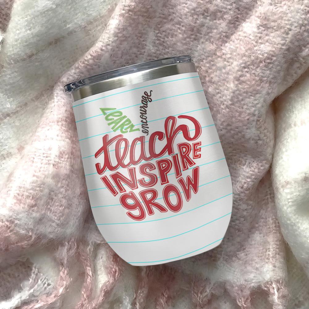 it takes a big heart to teach little minds teach inspire grow teacher life teacher wine tumbler teacher gift wine tumbler 1971