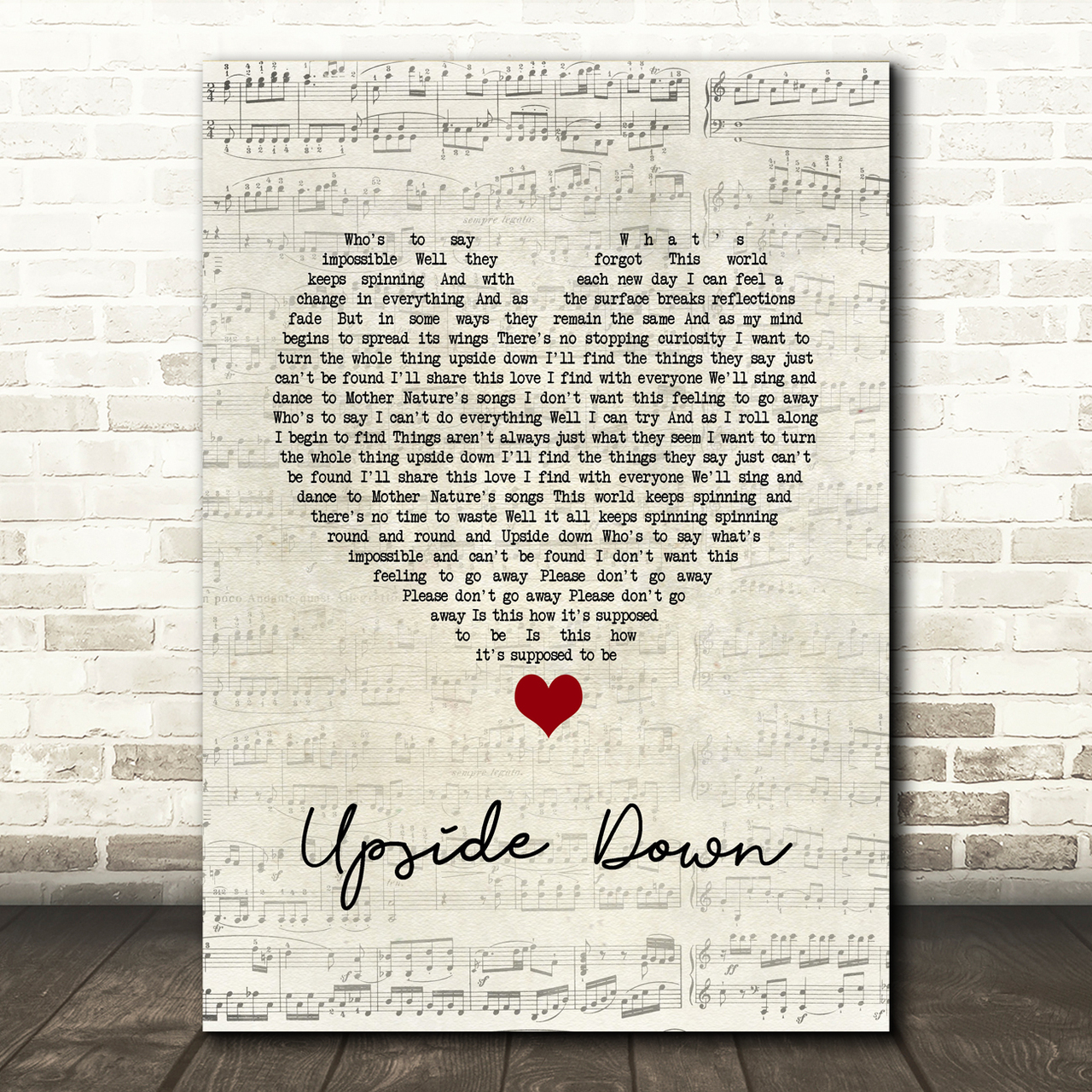 jack johnson upside down script heart song lyric quote music poster print 4146