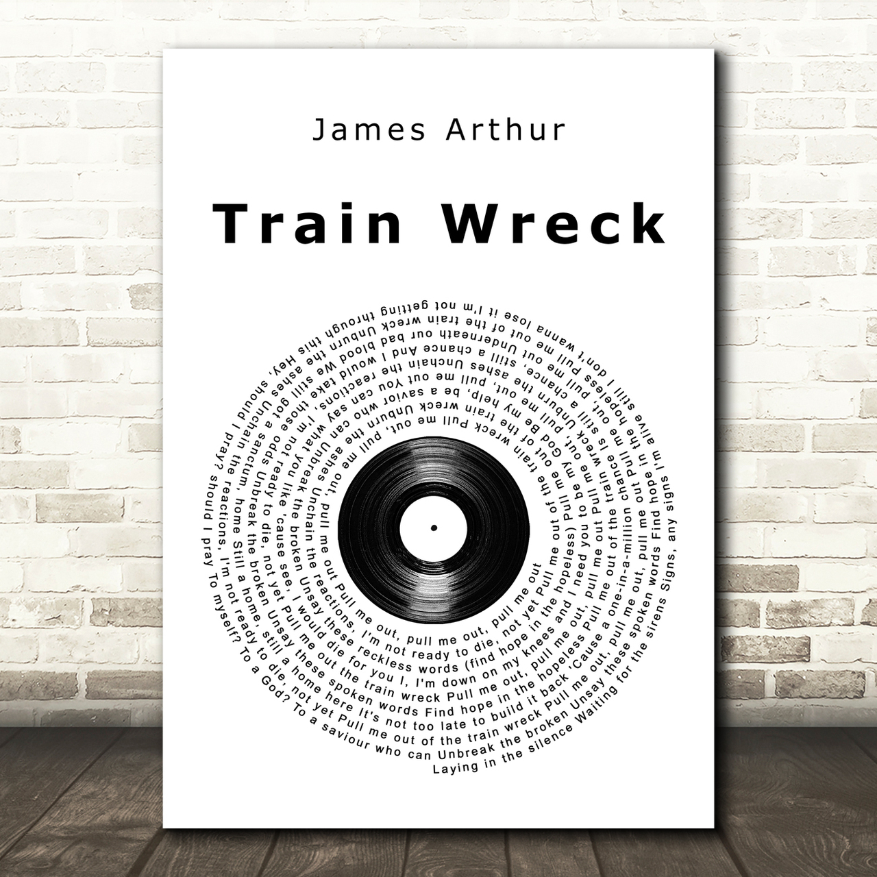 James Arthur Train Wreck Vinyl Record Song Lyric Art Print james arthur train wreck vinyl record song lyric art print 8076