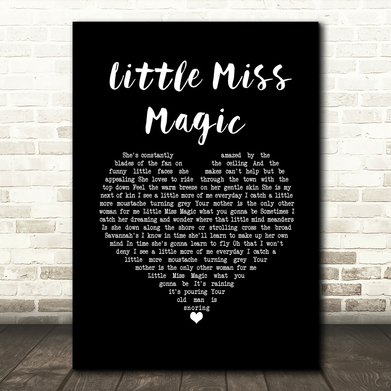 jimmy buffett little miss magic black heart song lyric wall art print 7241