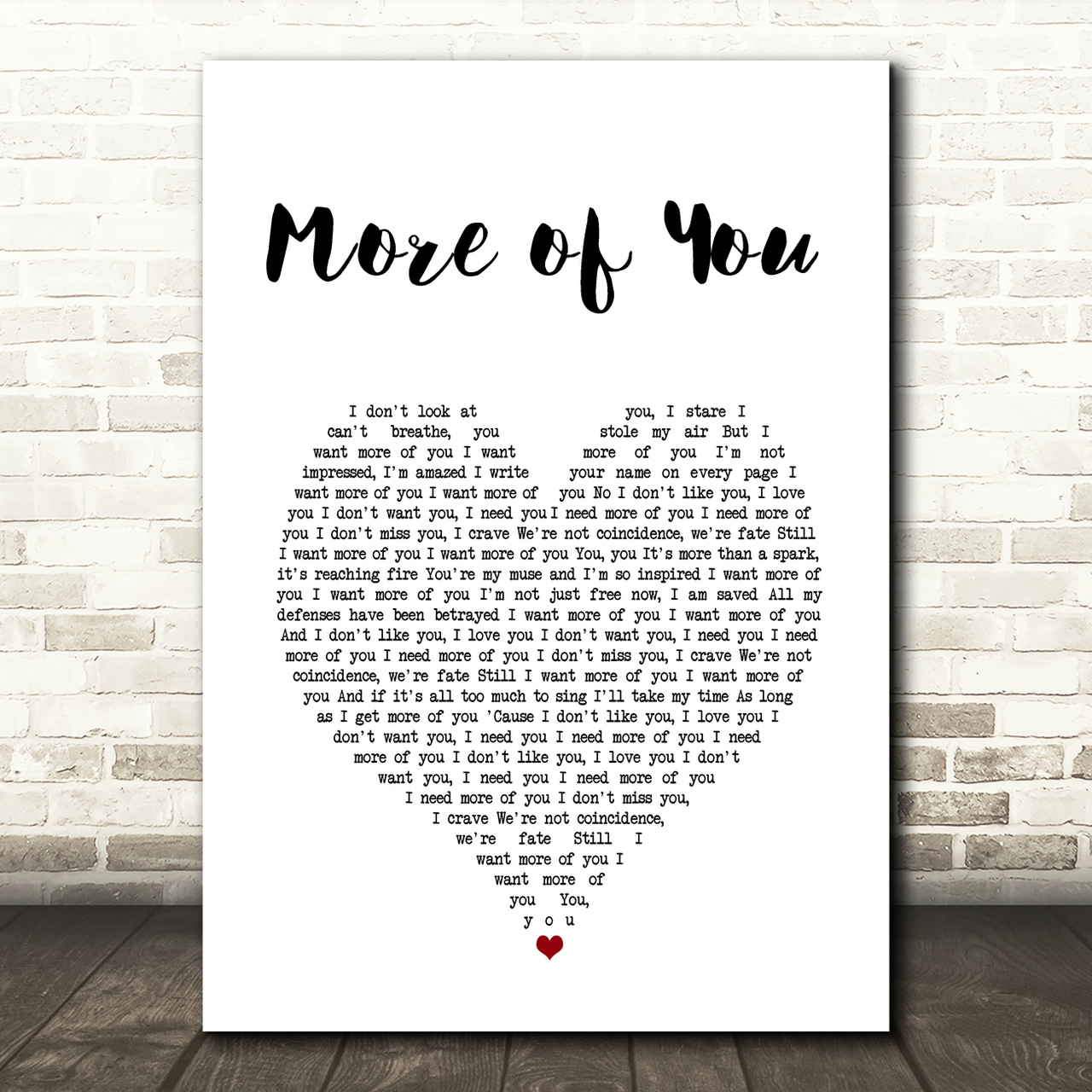 Josh Groban More of You White Heart Song Lyric Art Print josh groban more of you white heart song lyric art print 5109