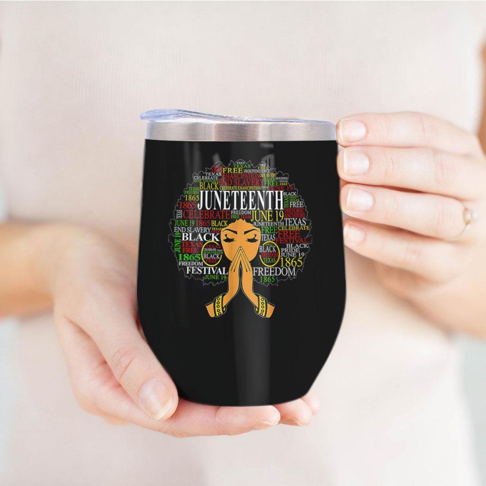 juneteenth afro girl typography africa american independence day african black coffee mug wine tumbler 8198