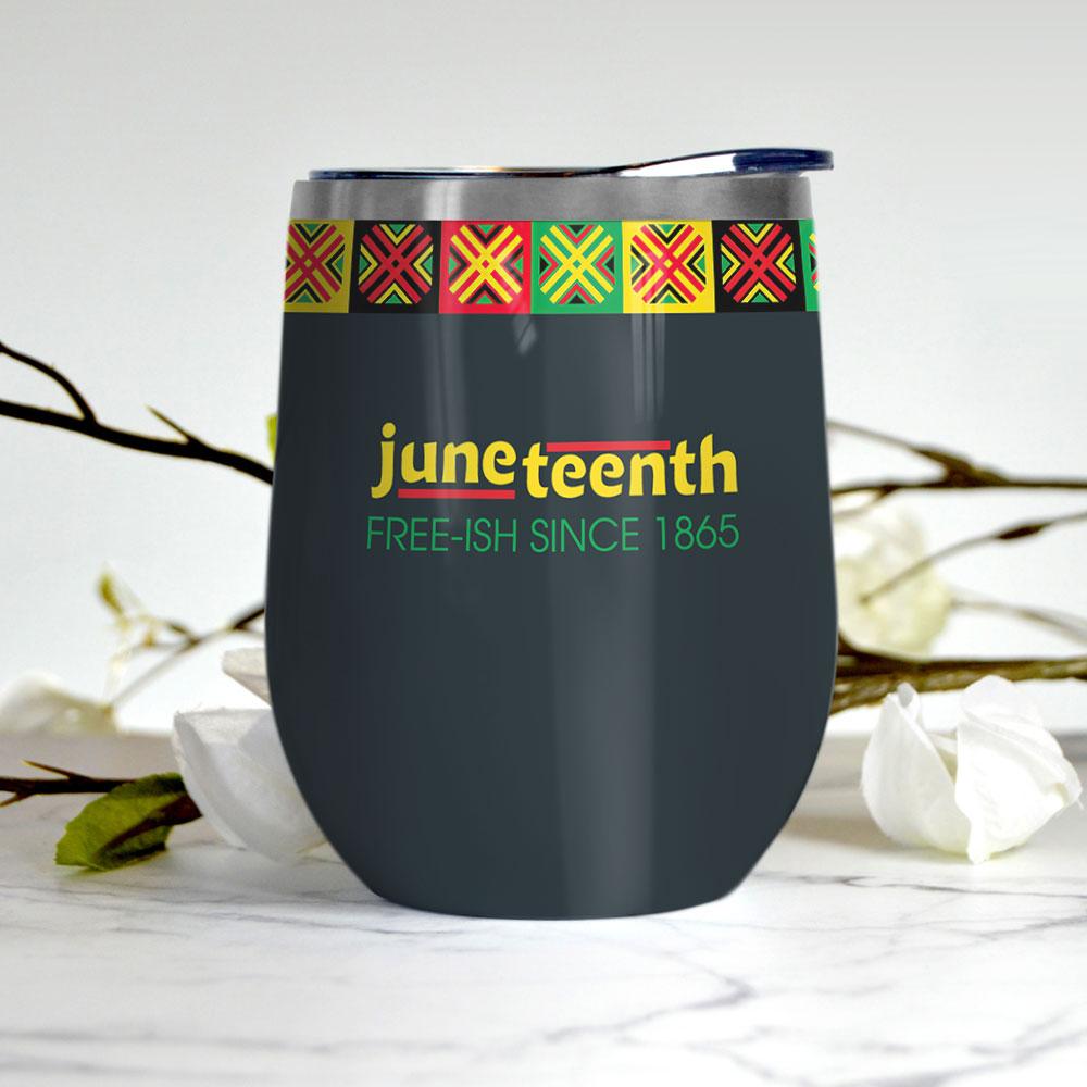juneteenth free ish since 1865 africa map africa american independence day african black wine tumbler 1823