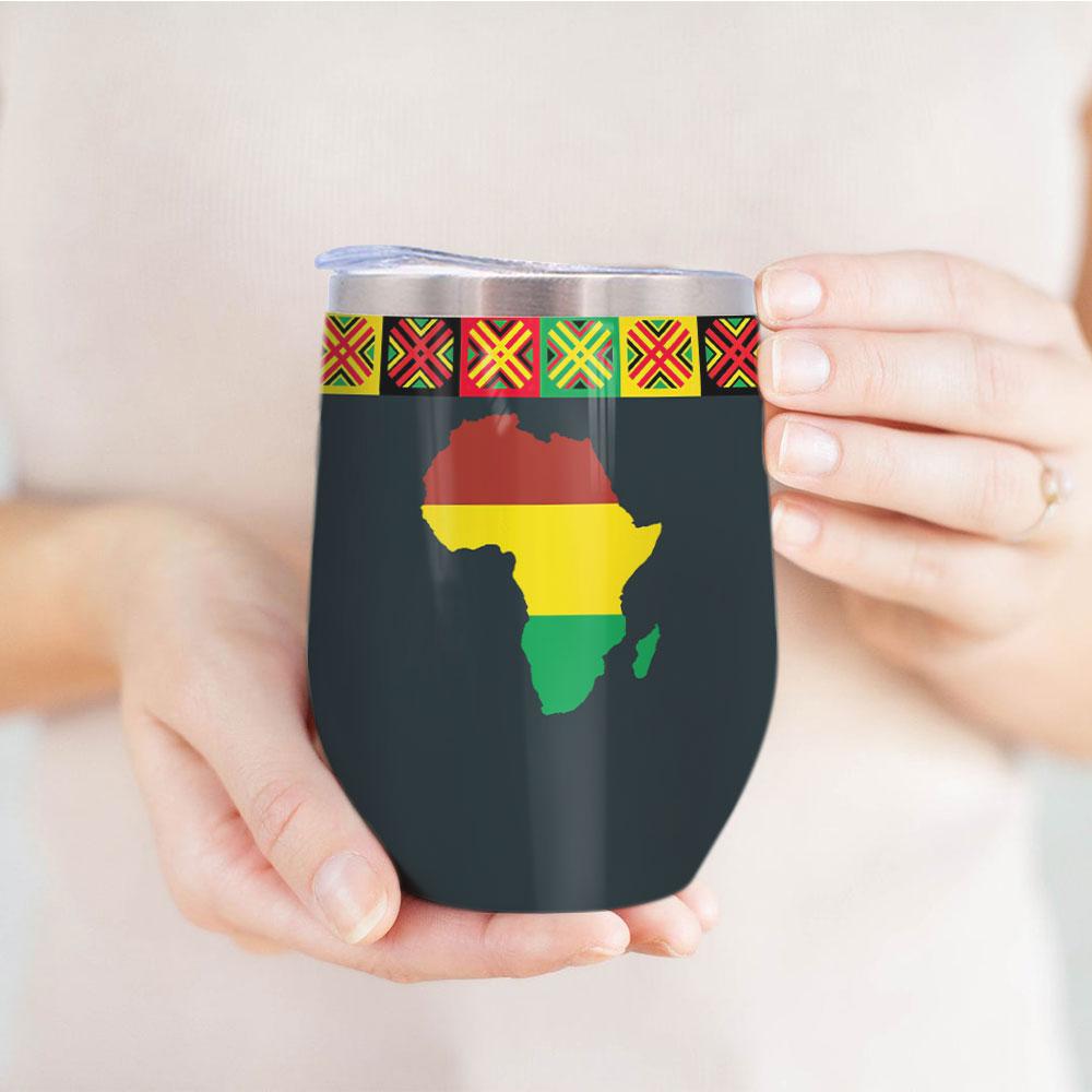 juneteenth free ish since 1865 africa map africa american independence day african black wine tumbler 4604
