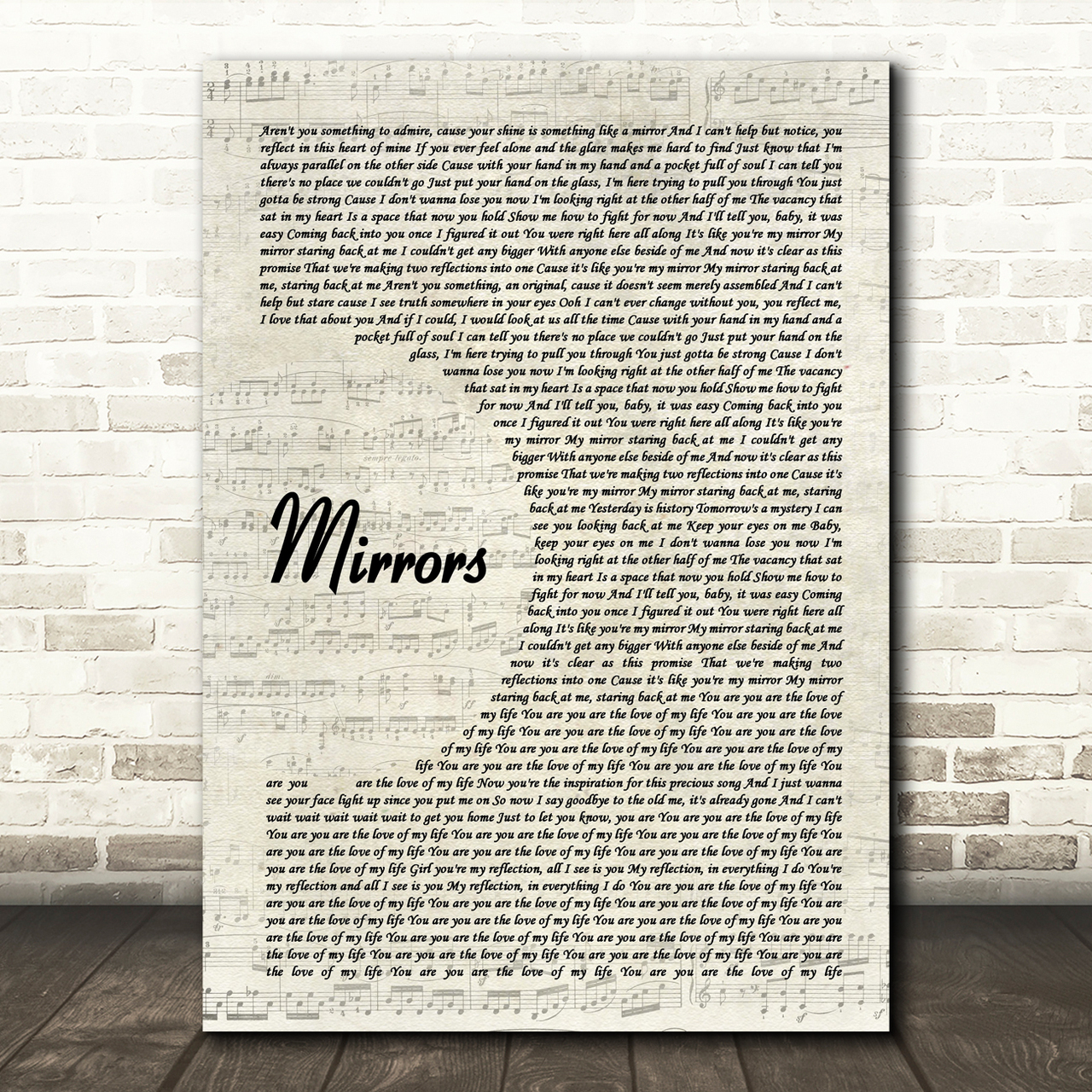 justin timberlake mirrors vintage script song lyric print 5913