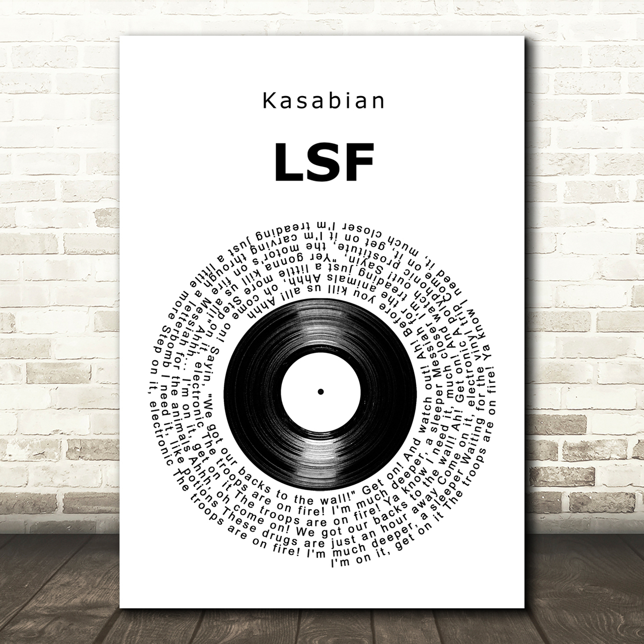 kasabian lsf vinyl record song lyric art print 8350