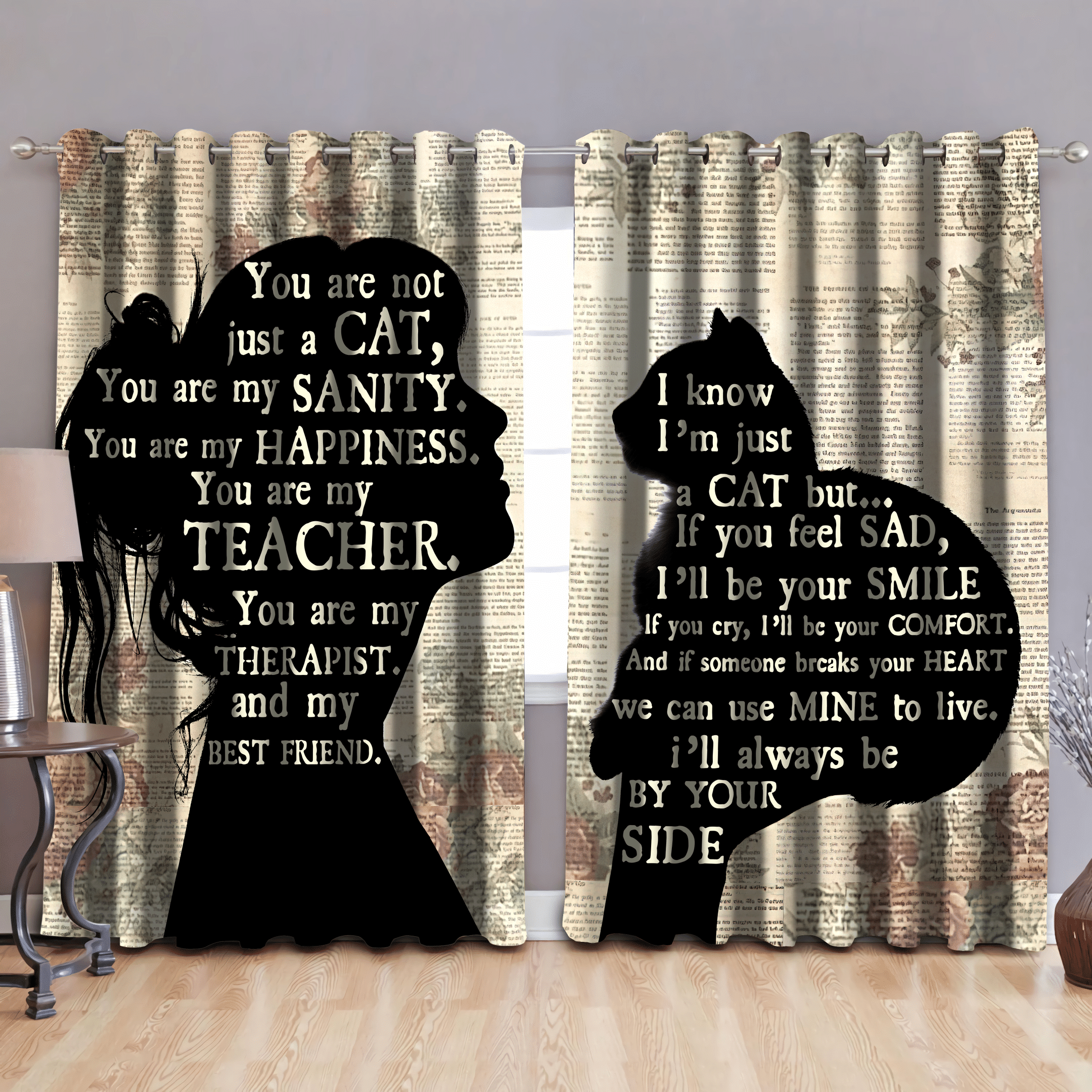 kiss my cat curtains printed window curtain home decor 3577