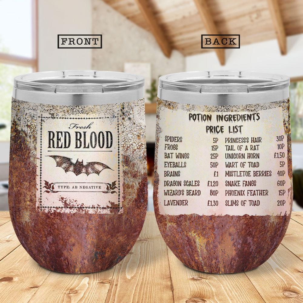 label potion glass pattern old rusty pattern boo witch black cat scary halloween wine tumbler 8243