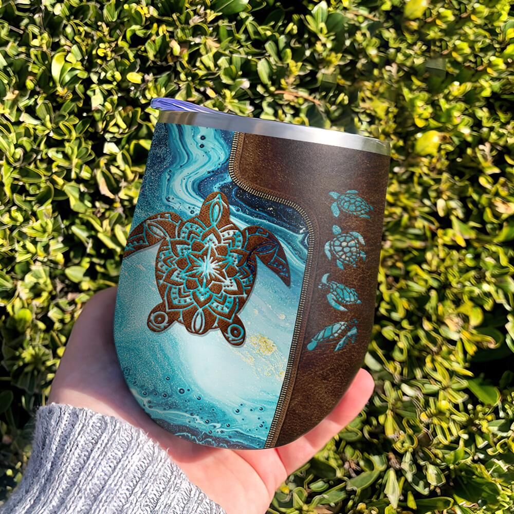 Leather Style Turtle In The Beach Wine Tumbler leather style turtle in the beach wine tumbler 8311