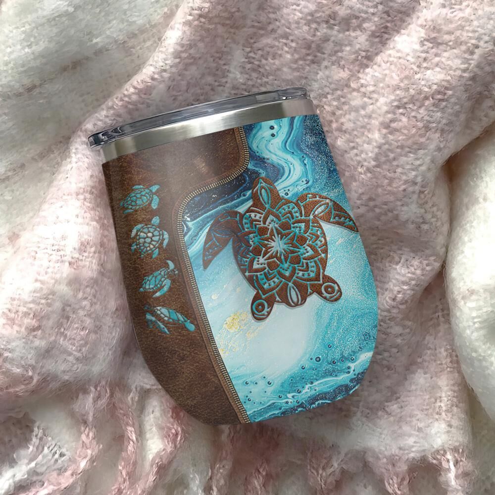 Leather Style Turtle In The Beach Wine Tumbler leather style turtle in the beach wine tumbler 8832