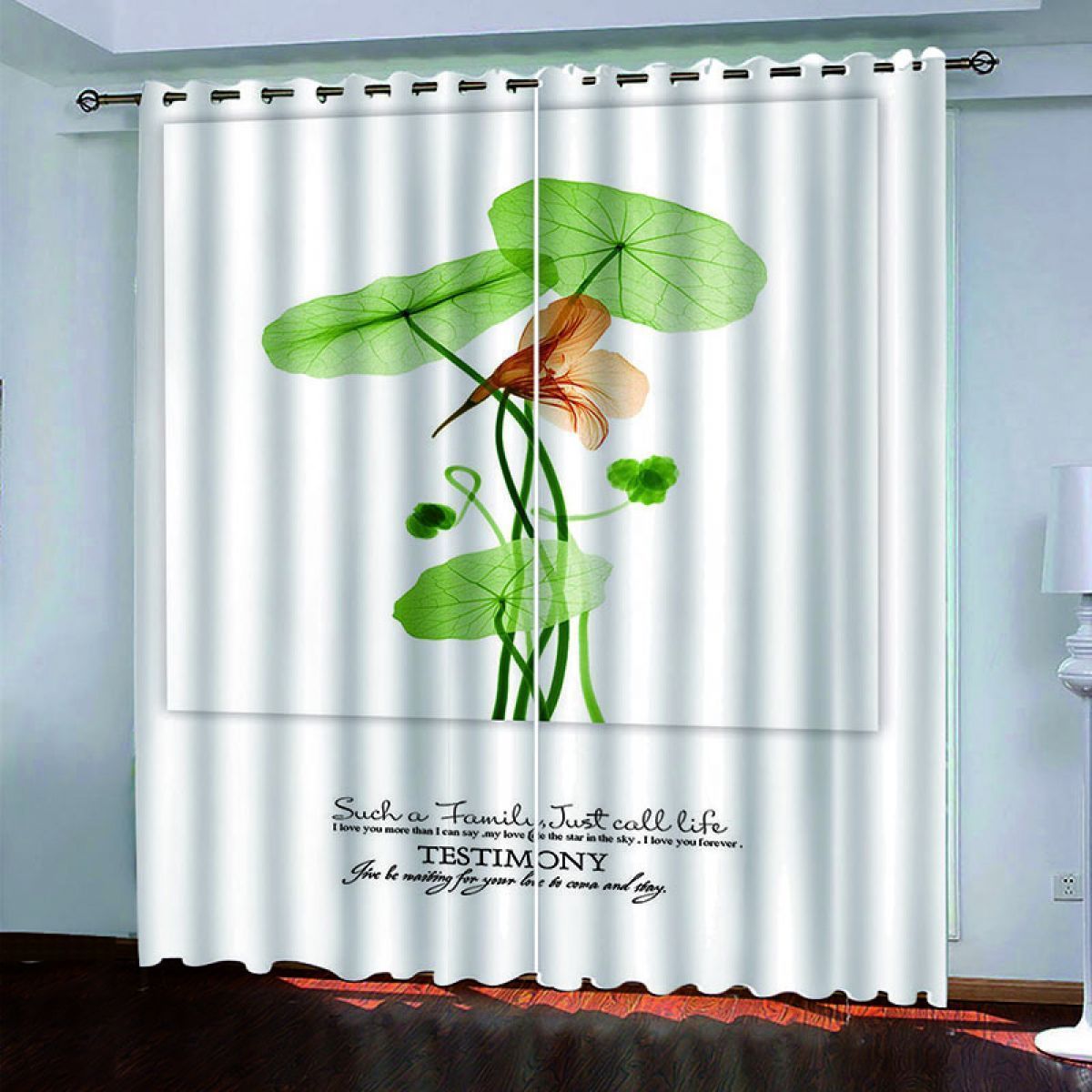 leaves and flower printed window curtain home decor 1671