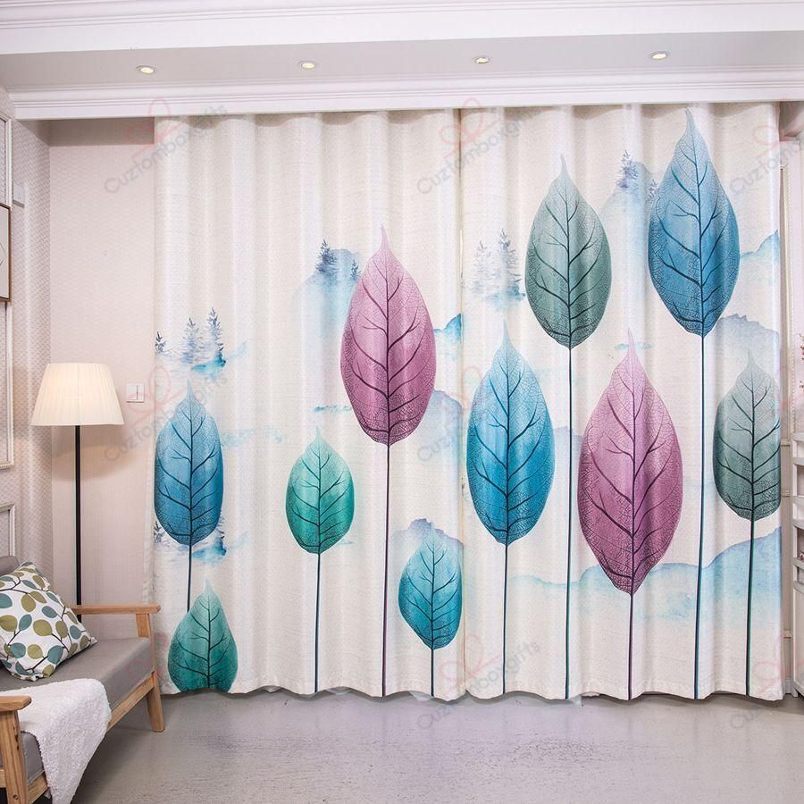 Leaves Pattern White Printed Window Curtain Home Decor leaves pattern white printed window curtain home decor 8529
