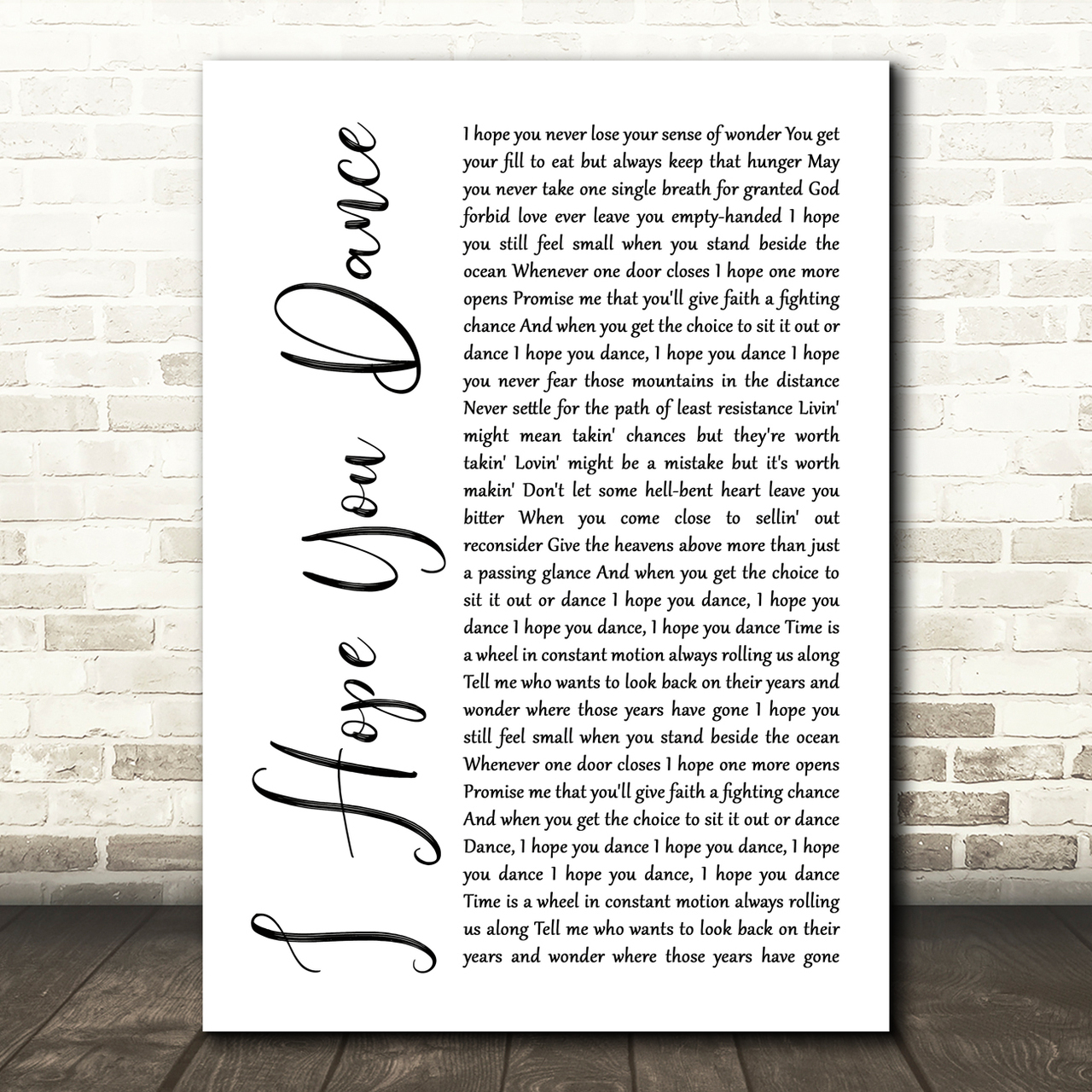 Lee Ann Womack I Hope You Dance White Script Song Lyric Quote Print lee ann womack i hope you dance white script song lyric quote print 5830