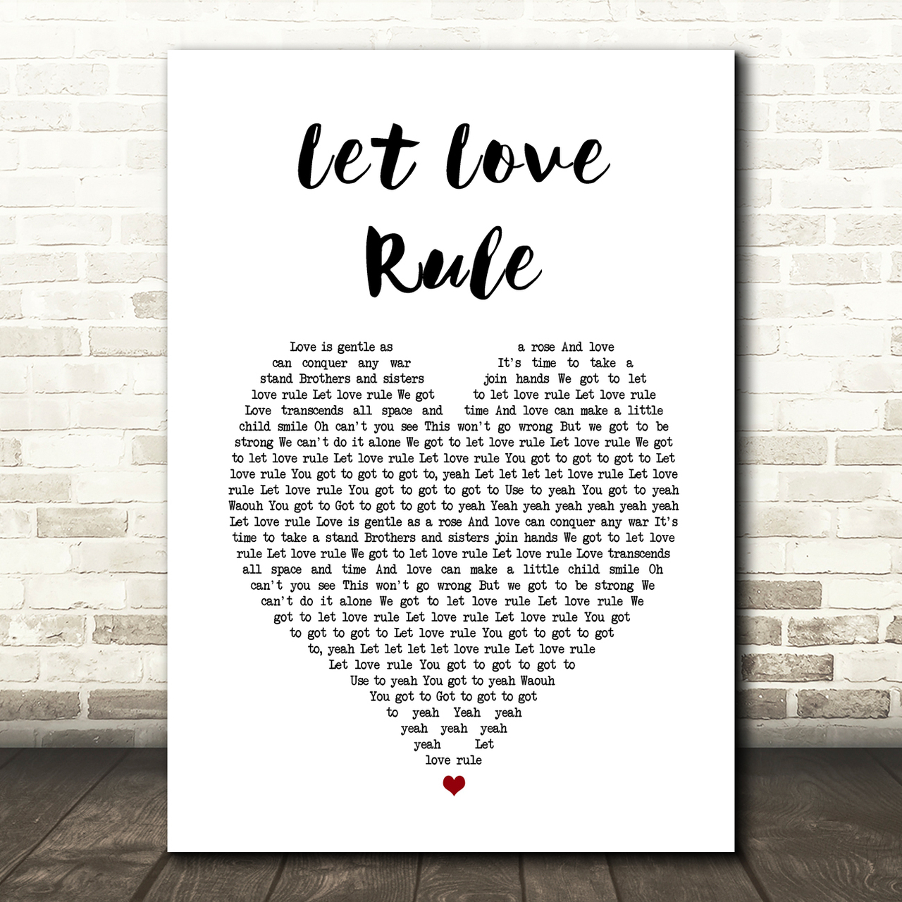 lenny kravitz let love rule white heart song lyric art print 4900