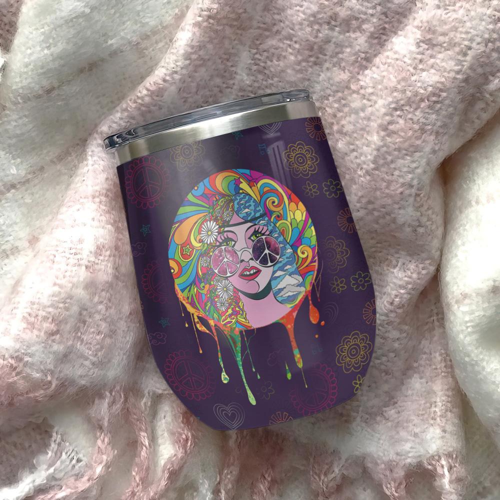 let it be hippie peace hippie woman little hippie wine tumbler hippie gift wine tumbler 3510