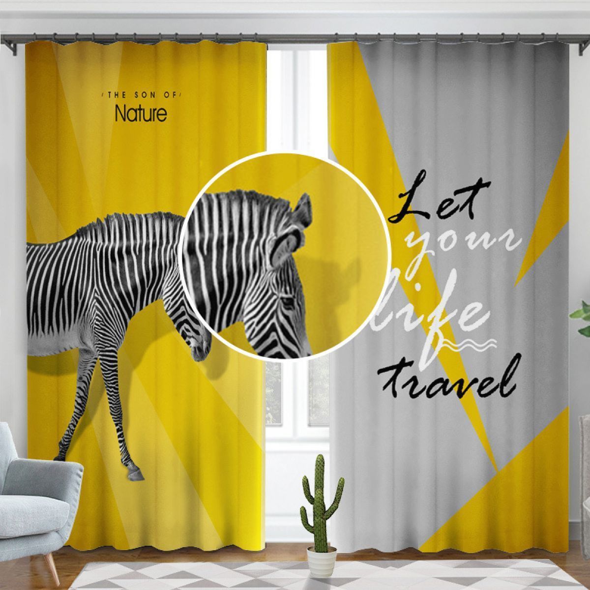 let your life travel zebra printed window curtain home decor 1065