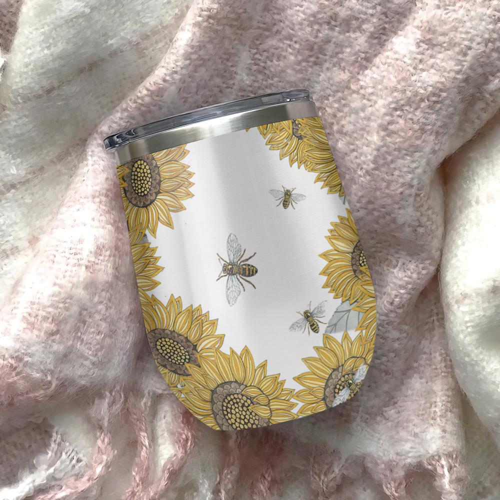 life is the flower for which love is the honey bee and sunflower sunflower gift for women wine tumbler 1430
