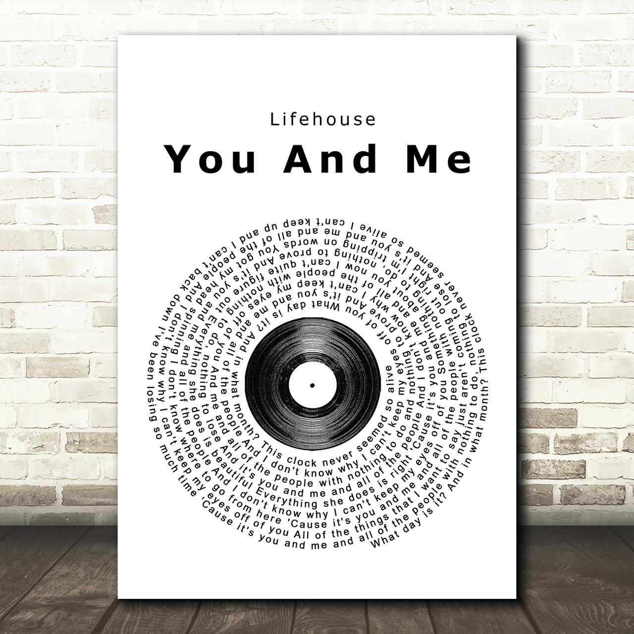 lifehouse you and me vinyl record song lyric quote print 7609