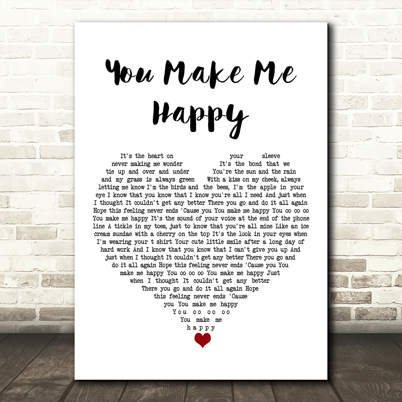 lindsey ray you make me happy white heart song lyric art print 4103