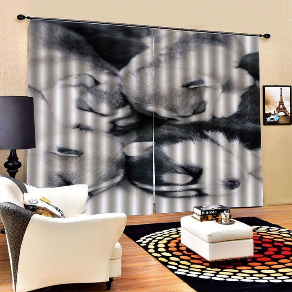 Little Dog Printed Window Curtain Home Decor little dog printed window curtain home decor 8822