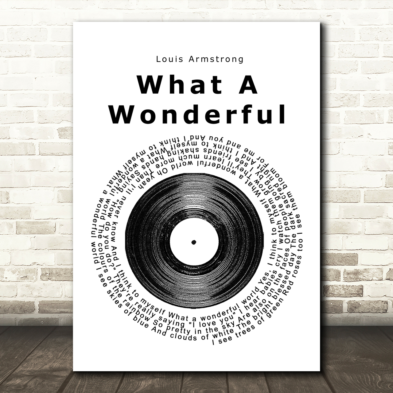 louis armstrong what a wonderful world vinyl record song lyric print 1603