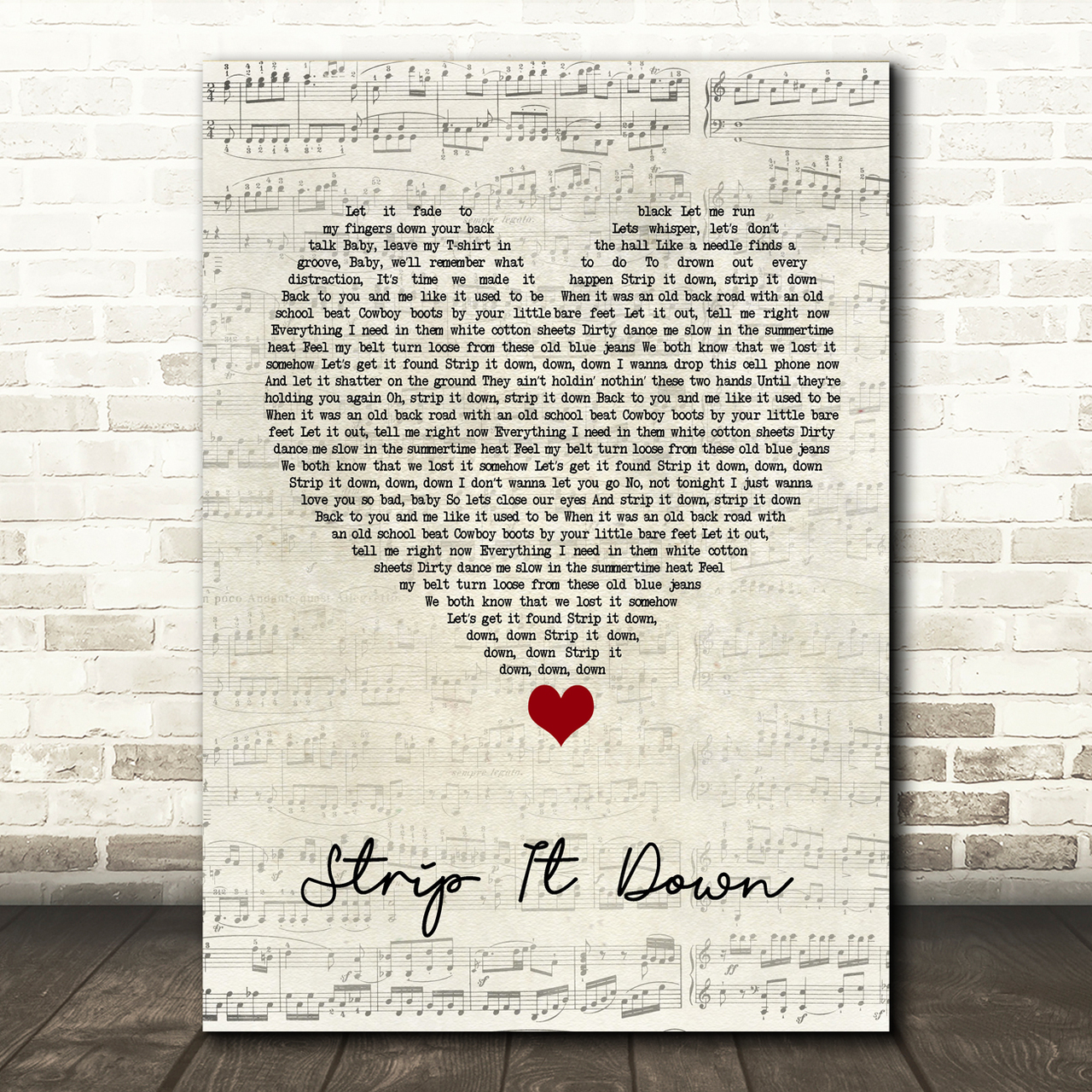 Luke Bryan Strip It Down Script Heart Song Lyric Wall Art Print luke bryan strip it down script heart song lyric wall art print 4383
