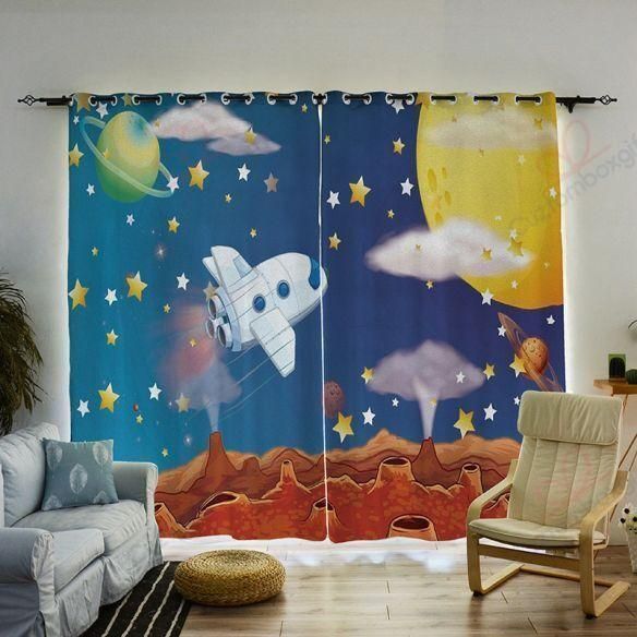 Lunar Spacecraft Printed Window Curtain Home Decor lunar spacecraft printed window curtain home decor 2095