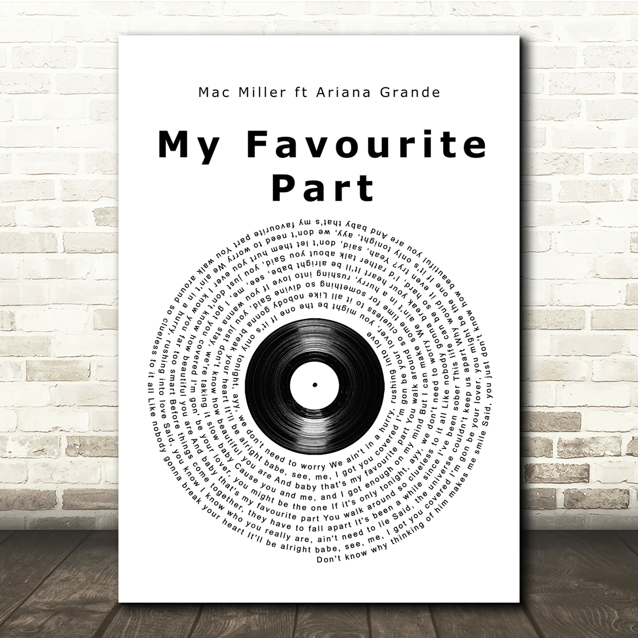 Mac Miller ft Ariana Grande My Favourite Part Vinyl Record Song Lyric Music Print mac miller ft ariana grande my favourite part vinyl record song lyric music print 6883