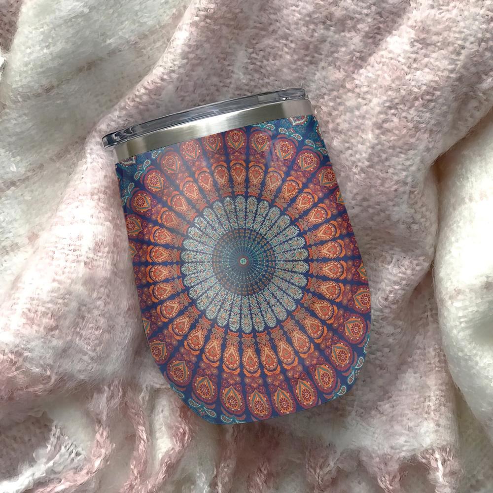 madala boho pattern boho wine tumbler boho hippie gift wine tumbler 5171