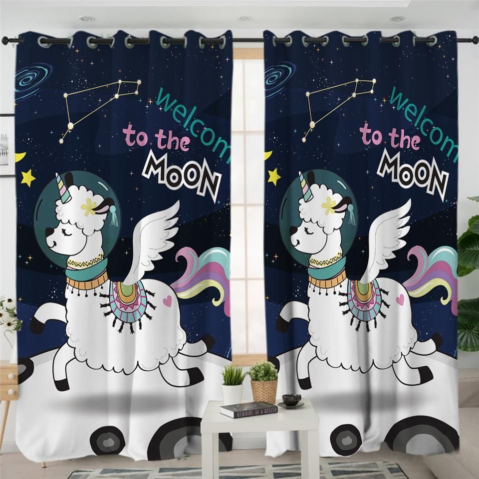 magical sheep cosmic themed window curtain home decor 2123