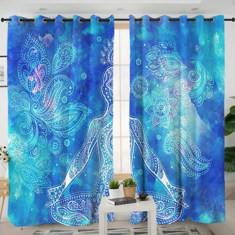mantra blue patterns window curtain home decor 1681